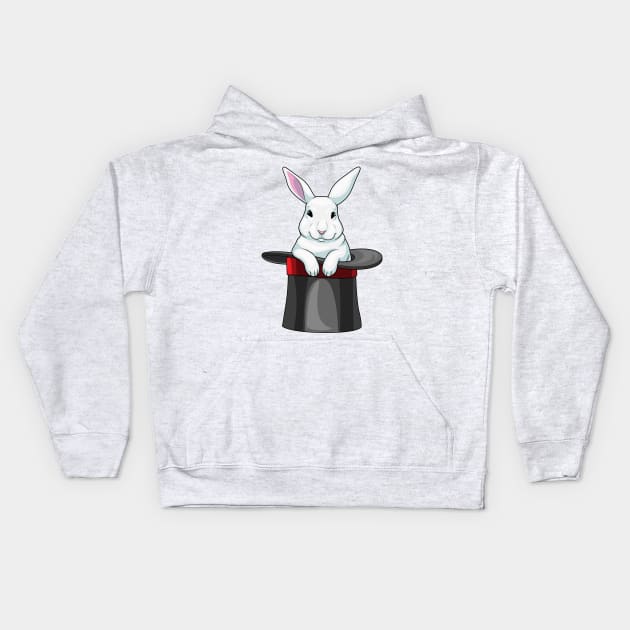 Rabbit Magician Cylinder Kids Hoodie by Markus Schnabel